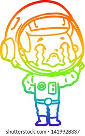 Regenbogengradientenzeichnung eines Cartoons, der den Astronauten weint