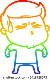 dibujo de línea de gradiente de arco iris de un hombre frustrado