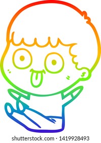 dibujo de una línea de gradiente de arco iris de un hombre de dibujos animados mirando