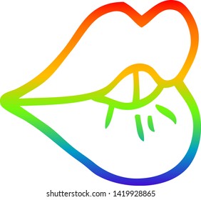 rainbow gradient line drawing of a cartoon pouting lips