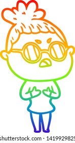 dibujo de una mujer fastidiada con un degradado de arco iris