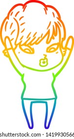 dibujo de una mujer de dibujos animados con gradiente de arco iris