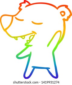 rainbow gradient line drawing of a cartoon bear