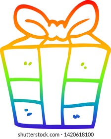 rainbow gradient line drawing of a cartoon present