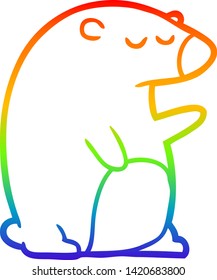 rainbow gradient line drawing of a Cartoon bear