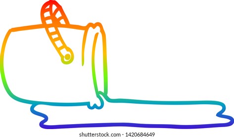rainbow gradient line drawing of a cartoon bucket