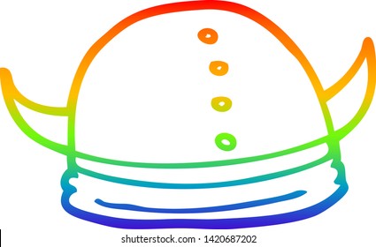 rainbow gradient line drawing of a cartoon viking helmet