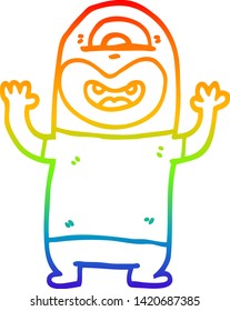 dibujo de línea de gradiente de arco iris de un monstruo alienígena de caricatura