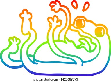 Regenbogengradientenzeichnung eines Cartoon Frogs
