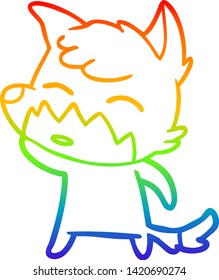 rainbow gradient line drawing of a cartoon fox
