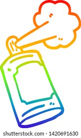 el dibujo de una línea de degradado de arco iris de un aerosol de dibujos animados puede