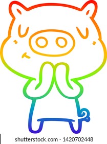 Regenbogengradientenzeichnung eines Schweines mit einem Cartoon-Gehalt