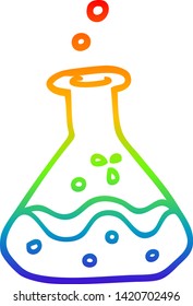 rainbow gradient line drawing of a cartoon chemical bottles