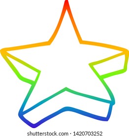 rainbow gradient line drawing of a cartoon shooting star