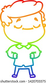 rainbow gradient line drawing of a cartoon proud man