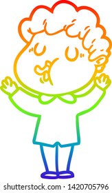 rainbow gradient line drawing of a cartoon man singing