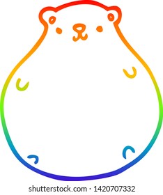 dibujo de una línea de gradiente de arco iris de un oso de dibujos animados