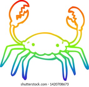 rainbow gradient line drawing of a cartoon crab