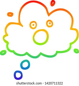 dibujo de una línea de gradiente de arco iris de una caricatura gritando nube de pensamiento