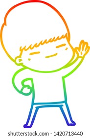 dibujo de una línea de gradiente de arcoiris de un muchacho de contrabando de dibujos animados