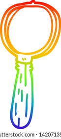 rainbow gradient line drawing of a cartoon magnifying glass
