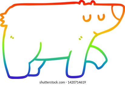 rainbow gradient line drawing of a cartoon bear