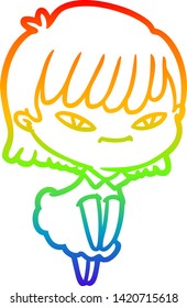 rainbow gradient line drawing of a cartoon woman