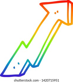 dibujo de línea de gradiente de arco iris de una flecha de crecimiento positiva de dibujos animados