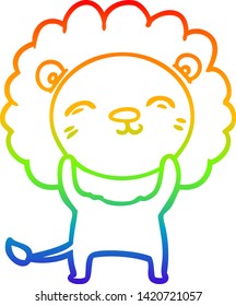 Regenbogen-Farbverlauf-Zeichnung eines Cartoon-Löwen