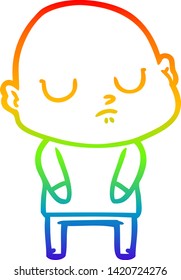 rainbow gradient line drawing of a cartoon bald man