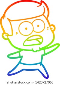 dibujo de una línea de gradiente de arco iris de un hombre impactado