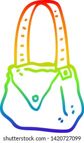 rainbow gradient line drawing of a cartoon satchel