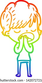 dibujo de una caricatura de una mujer hablando en gradiente de arco iris