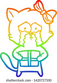 Regenbogengradientenzeichnung einer Cartoon Katze
