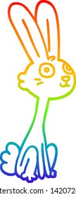 desenho de linha de gradiente do arco-íris de um coelho de desenho animado