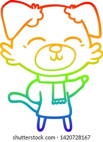rainbow gradient line drawing of a cartoon dog