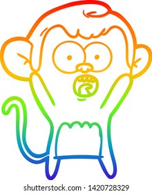 desenho de linha de gradiente do arco-íris de um macaco chocado de desenho animado