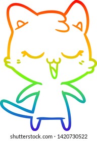 rainbow gradient line drawing of a cartoon cat