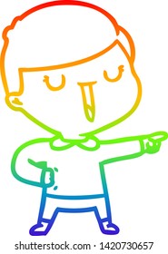 rainbow gradient line drawing of a cartoon happy boy