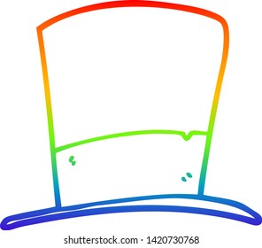 rainbow gradient line drawing of a cartoon top hat