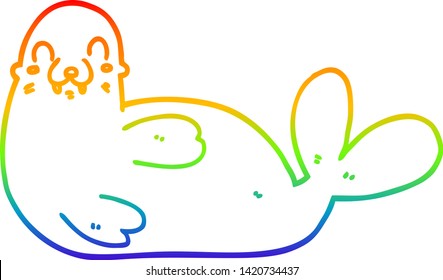 dibujo de la línea de gradiente del arco iris de un sello de dibujos animados