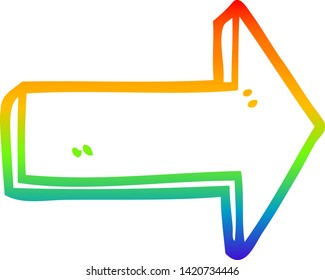 dibujo de línea de gradiente de arco iris de una flecha de dirección de dibujos animados