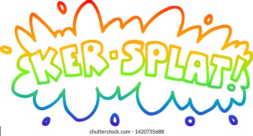 dibujo de línea de degradado de arcoiris de las palabras de dibujos animados splat ker