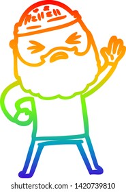 Regenbogengradientenzeichnung eines Cartoon-Mannes mit Bart