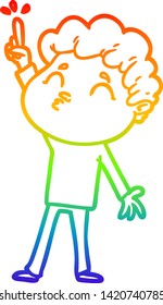dibujo de una línea de gradiente de arcoiris de un hombre de dibujos animados