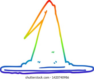 dibujo de la línea de gradiente del arco iris de un sombrero de bruja de dibujos animados