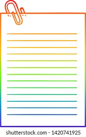 dibujo de una línea de gradiente de arco iris de un papel de caricatura con clip