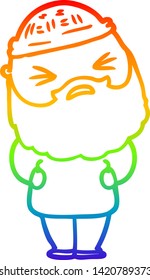 dibujo de una línea de degradado de arco iris de un hombre de dibujos animados con barba