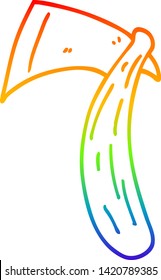 dibujo de la línea de gradiente de arco iris de un hacha viking de dibujos animados