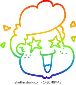 rainbow gradient line drawing of a cartoon boy's face